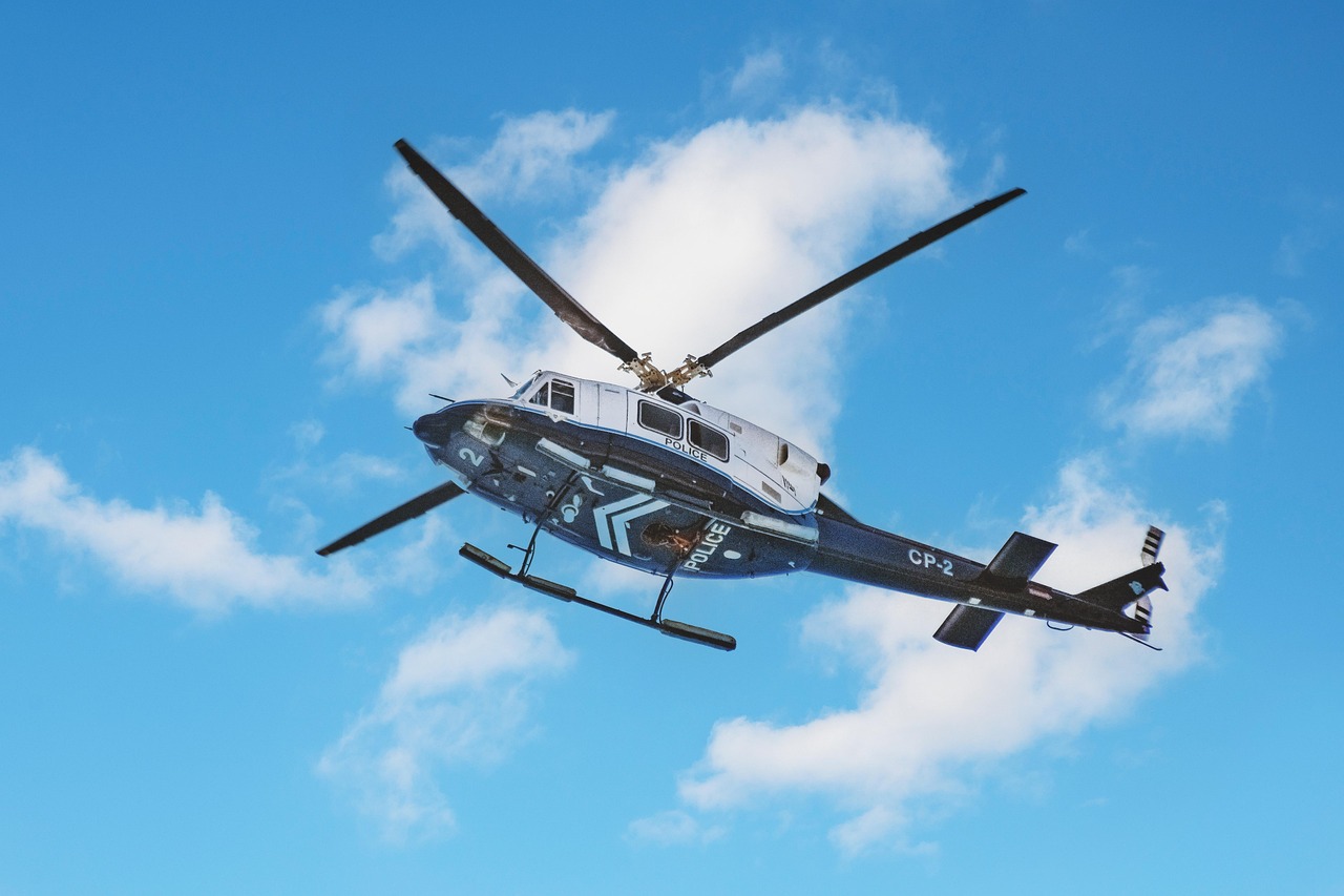 helicopter, nature, flying, sky, aviation, flight, police, operation, blue sky
